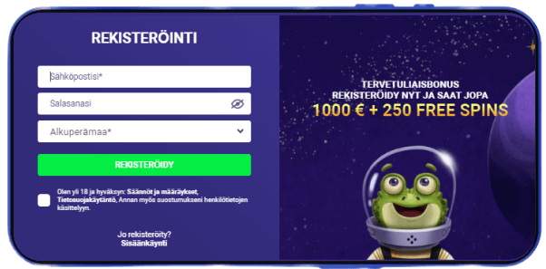 SpaceWin Casino rekisteröityminen