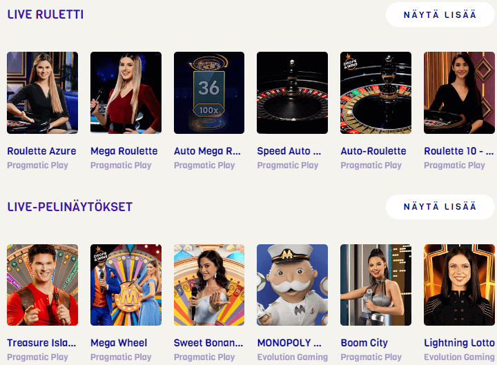 Lysti Casino live pelit