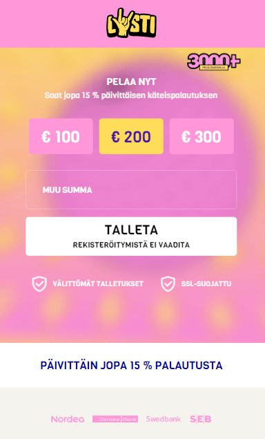 Lysti Casino talletus