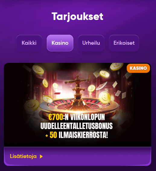 Kingmaker Casino tarjoukset