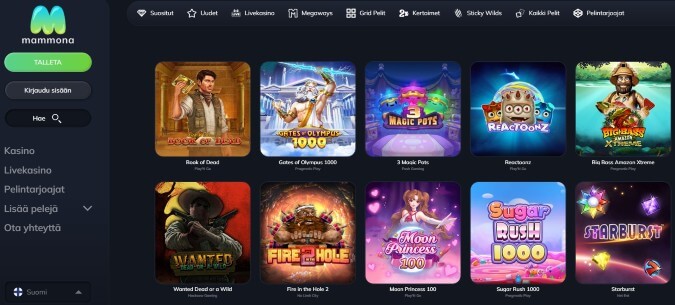Mammona Kasino pelit on valittu yli 60 tuottajalta. Mammona Kasino pelit on valittu yli 60 tuottajalta.