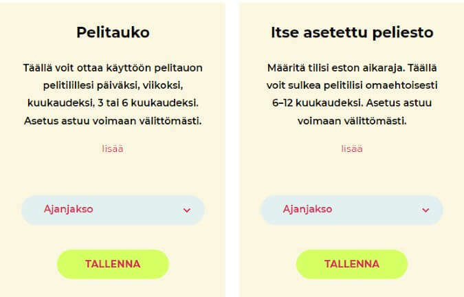 Pelitauko ja peliesto nettikasinolla