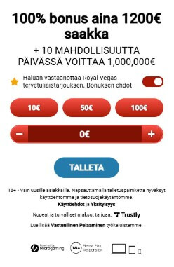 Royal Vegas Casino talletus