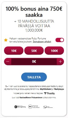 Ruby Fortune Casino talletus