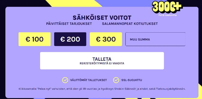 Shokki Casino talletus