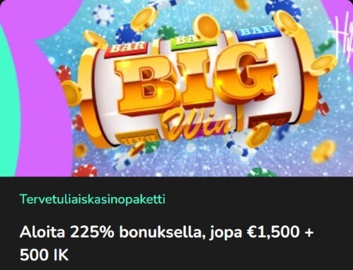 TiktakBet Casino bonus on 1500€ ja 500 ilmaiskierroksen paketti.