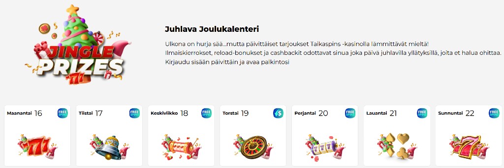 Taikaspins Casinon joulukalenteri