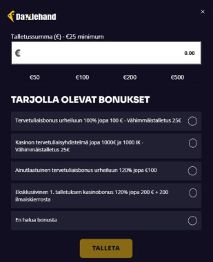 Dazzlehand Casino talletus