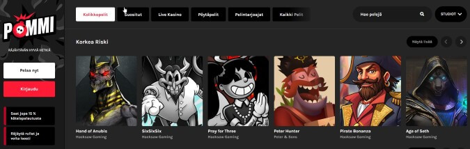 Pommi Casino pelit sisätävät 3 000 nimekettä. Pommi Casino pelit sisätävät 3 000 nimekettä.