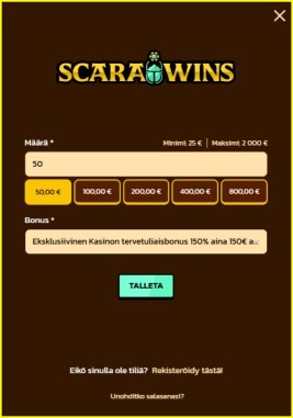 Scarawins Casino talletus