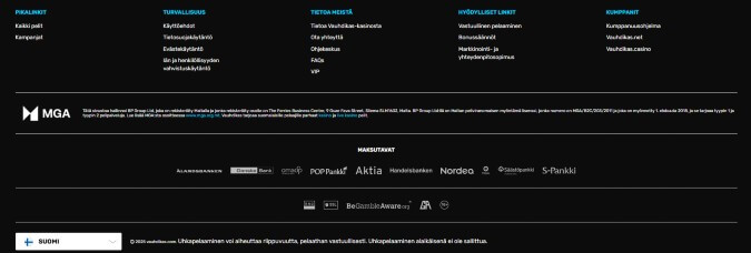 Vauhdikas Casinon lisenssitiedot kasinosivustolla