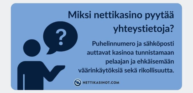Miksi nettikasino pyytää pelaajan yhteystietoja