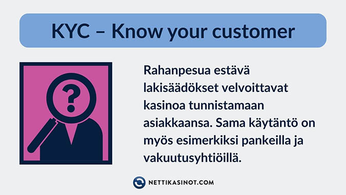 KYC-varmennus on lakiin perustuva toimenpide, joka tuo turvaa myös pelaajalle