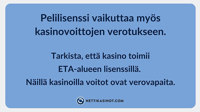 Lisenssi ja kasinovoittojen verotus