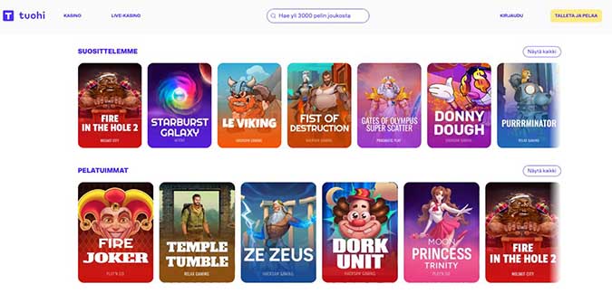 Tuohi Casino pelit