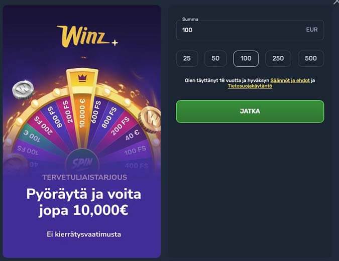 Winz Casino Talletus