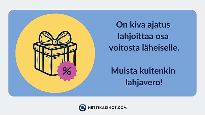 Joudunko maksamaan veroja, jos lahjoitan osan voitostani kaverille?