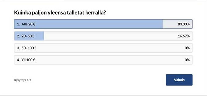 Kuinka paljon yleensä talletat kerralla