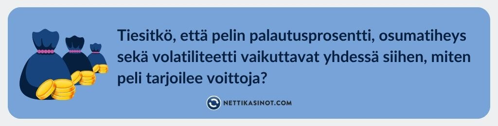 Mitä RTP, volatiliteetti ja osumatiheys tarkoittavat?