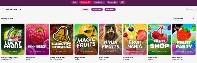 Lucky Fruits Casino pelit