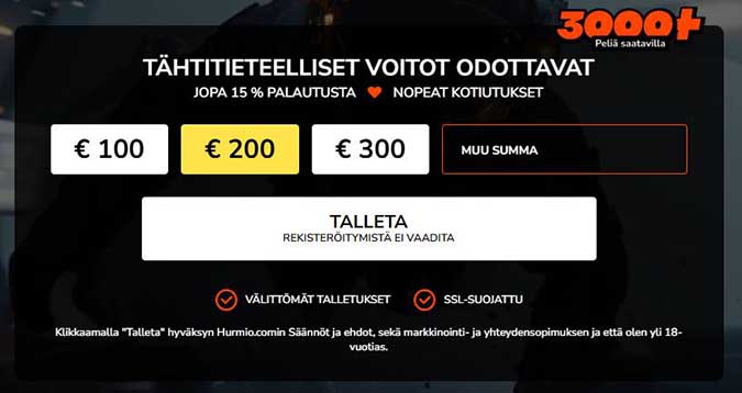 Hurmio Casino Talletus