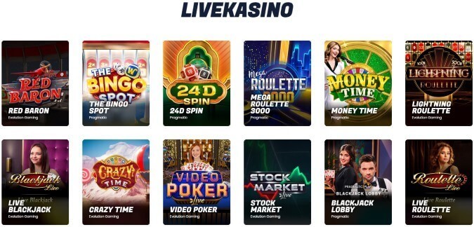 Mainio Live Kasino Mainio live casino tarjoaa yli 200 peliä.