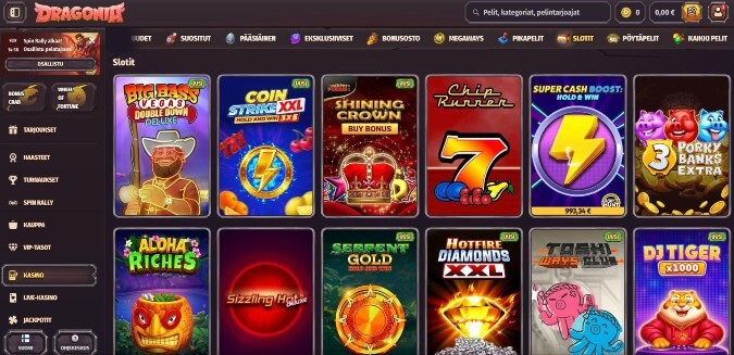 Dragonia Casinon pelivalikoima Dragonia Casinon pelivalikoima